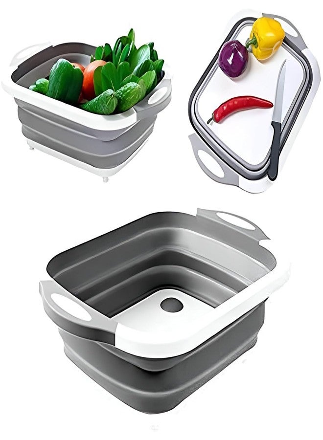 BROOKITCHEN Collapsible Cutting Board,3 in 1 Collapsible Cutting Board,Collapsible Sink for Camping Outdoor,Camping Collapsible Wash Basin,BBQ Prep Tub - Image 1
